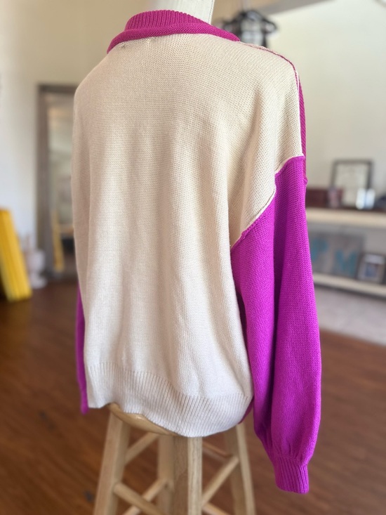 🏰🆕💜SHE + SKY: COLOR BLOCK PULLOVER SWEATER TOP SMALL - Picture 6 of 15